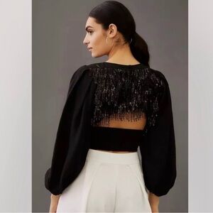 Anthropologie Current Air Black Sequin Top